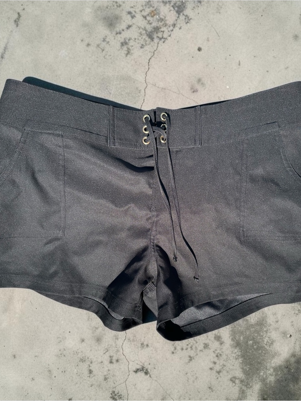 La Blanca Black Lace-Up Bike Shorts